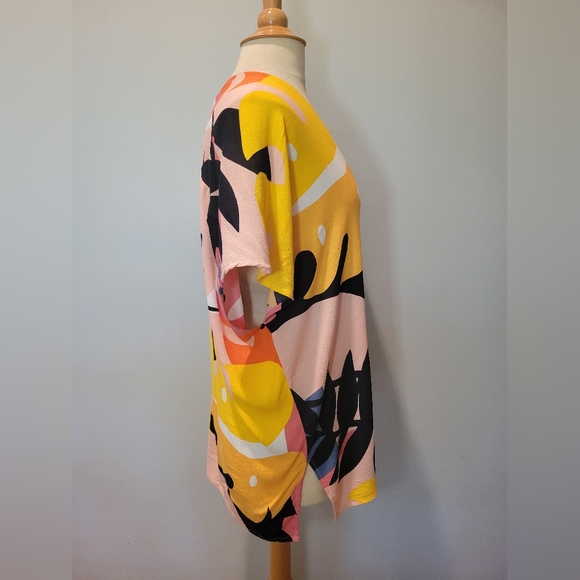 Karlie Tropical Colorful Palm Print Oversized Tunic Top SZ S - Picture 7 of 10